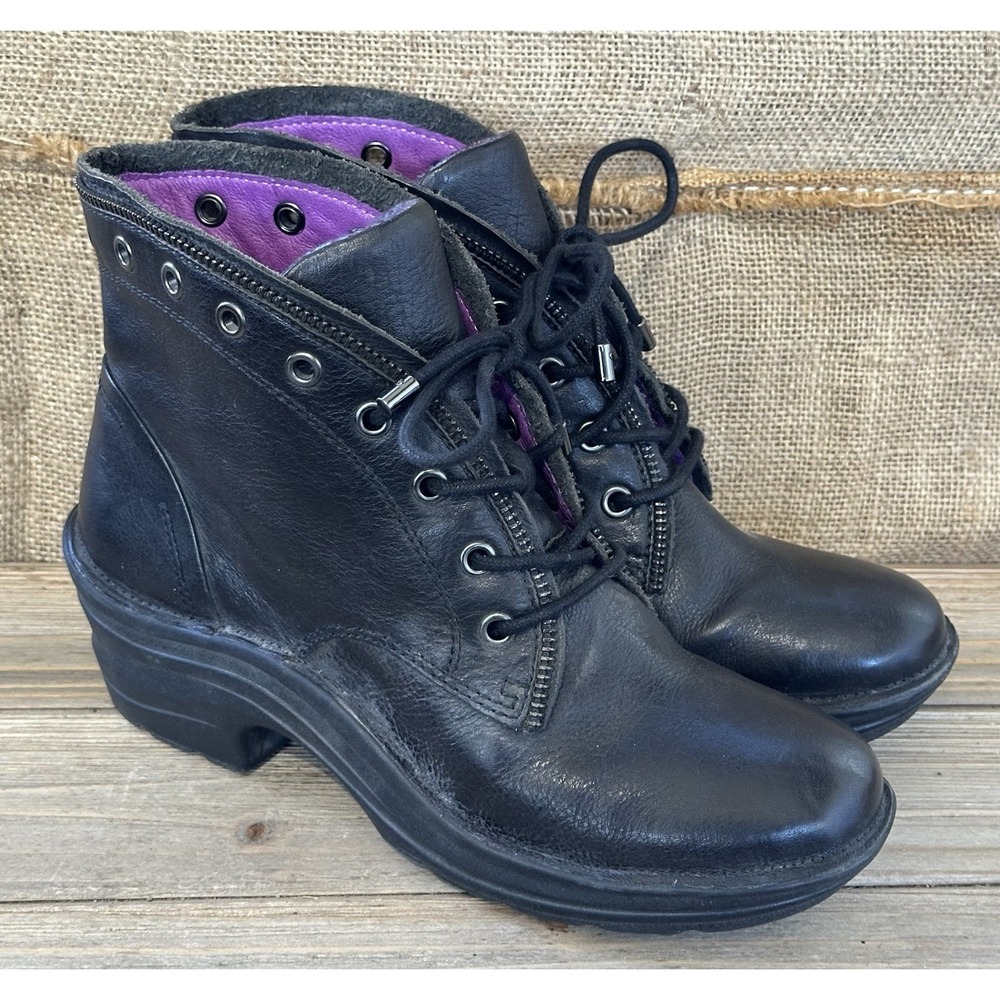 Bionica Grunge Ankle Boots Hipster Black Leather Lace Up Women's Sz 8 M